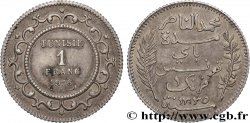 TUNISIA - French protectorate 1 Franc au nom du Bey Mohamed En-Naceur an 1334 1916 Paris - A