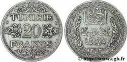 TUNISIE - PROTECTORAT FRANÇAIS 20 Francs au nom du  Bey Ahmed an 1353 1934 Paris TB+