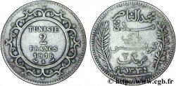 TUNISIA - French protectorate 2 Francs au nom du Bey Mohamed En-Naceur an 1334 1915 Paris - A