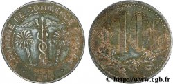 ALGERIEN 10 Centimes Chambre de Commerce d’Alger caducéee netre deux palmiers petit “F” au revers 1916