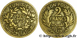 TUNISIE - PROTECTORAT FRANÇAIS Bon pour 2 Francs sans le nom du Bey AH1345 1926 Paris