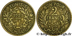 TUNISIE - PROTECTORAT FRANÇAIS Bon pour 2 Francs sans le nom du Bey AH1340 1921 Paris