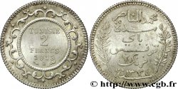 TUNISIE - PROTECTORAT FRANÇAIS 2 Francs au nom du Bey Mohamed En-Naceur an 1334 1915 Paris - A SUP