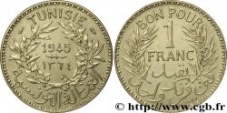 TUNISIE - PROTECTORAT FRANÇAIS Essai - piéfort 1 Franc en bronze-aluminium AH 1364 = 1945 Paris