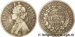 ÎLE DE LA MARTINIQUE Bon pour 1 Franc Colonie de la Martinique 1922 sans atelier
