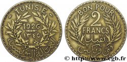 TUNEZ - Protectorado Frances Bon pour 2 Francs sans le nom du Bey AH1345 1926 Paris
