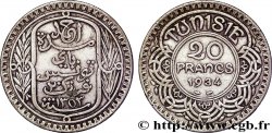 TUNISIA - FRENCH PROTECTORATE 20 Francs au nom du Bey Ahmed an 1353 1934 Paris