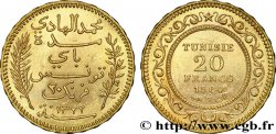 TUNISIA - French protectorate 20 Francs or Bey Mohamed El Hadi AH1322 1904 Paris
