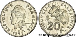 NEUKALEDONIEN 20 Francs I.E.O.M. Marianne / zébus d’élevage de Nouvelle Calédonie 1991 Paris
