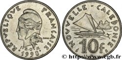 NEW CALEDONIA 10 Francs I.E.O.M. Marianne / paysage maritime néo-calédonien avec pirogue à voile 1998 Paris