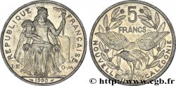 NUEVA CALEDONIA 5 Francs I.E.O.M. représentation allégorique de Minerve / Kagu, oiseau de Nouvelle-Calédonie 1990 Paris