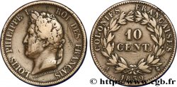 COLONIE FRANCESI - Luigi Filippo, per Guadalupa 10 Centimes Louis Philippe Ier 1839 Paris - A