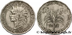 GUADELOUPE Bon pour 50 Centimes indien caraïbe / canne à sucre 1921  TTB+