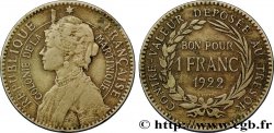 ÎLE DE LA MARTINIQUE Bon pour 1 Franc Colonie de la Martinique 1922 sans atelier