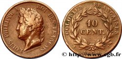 COLONIE FRANCESI - Luigi Filippo, per Guadalupa 10 Centimes Louis Philippe Ier 1839 Paris - A