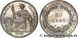 INDOCHINE FRANÇAISE Pré-série 50 Cent en bronze de nickel, sans le mot ESSAI 1936 Paris