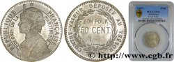 ÎLE DE LA MARTINIQUE Essai de 50 Centimes tranche lisse date incomplète n.d. sans atelier