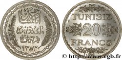 TUNISIE - PROTECTORAT FRANÇAIS Essai 20 Francs argent au nom de Ahmed Bey AH 1353 1934 Paris