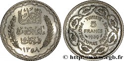TUNISIE - PROTECTORAT FRANÇAIS Essai 5 Francs argent au nom de Ahmed Bey AH 1358 1939 Paris