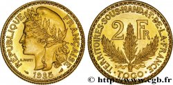 TOGO - TERRITOIRES SOUS MANDAT FRANÇAIS 2 Francs, pré-série de Morlon ? poids lourd, 10 grammes 1925 Paris
