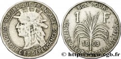 GUADELOUPE Bon pour 1 Franc indien caraïbe / canne à sucre 1903 