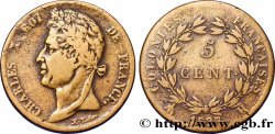 COLONIAS FRANCESAS - Charles X, para Martinica y Guadalupe 5 Centimes Charles X 1827 La Rochelle - A