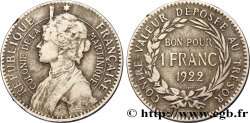 ÎLE DE LA MARTINIQUE Bon pour 1 Franc Colonie de la Martinique 1922 sans atelier