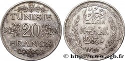 TUNISIE - PROTECTORAT FRANÇAIS 20 Francs au nom du Bey Ahmed an 1353 1934 Paris