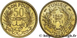 TUNISIE - PROTECTORAT FRANÇAIS Essai - Piéfort 50 Centimes en bronze-aluminium AH 1364 1945 Paris