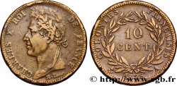 COLONIAS FRANCESAS - Charles X, para Guayana 10 Centimes Charles X 1828 Paris - A