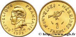 NUEVAS HÉBRIDAS (VANUATU desde 1980) 1 Franc  I. E. O. M. Marianne / oiseau 1975 Paris