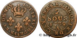 GUYANA FRANCESE 2 Sous colonies de Cayenne 2e type 1789 Paris - A