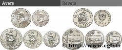 POLINESIA FRANCESA Lot de 5 monnaies 1, 2, 5, 10 et 20 Francs 2008-2009 Paris