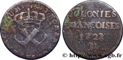 AMÉRIQUE - Louisiane, Acadie, Canada 9 Deniers, Colonies Françoises 1722 La Rochelle
