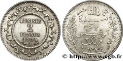 TUNISIE - PROTECTORAT FRANÇAIS 2 Francs au nom du Bey Mohamed En-Naceur an 1334 1915 Paris - A