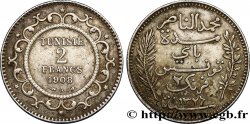 TUNISIA - Protettorato Francese 2 Francs AH1326 1908 Paris - A