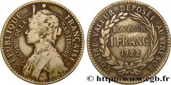 MARTINICA Bon pour 1 Franc Colonie de la Martinique 1922 sans atelier 