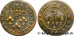 GUYANE FRANÇAISE 2 Sous colonies de Cayenne 3e type 1782 Paris - A