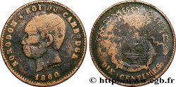 CAMBODGE 10 Centimes, frappe locale coin du revers casse 1860 Atelier local