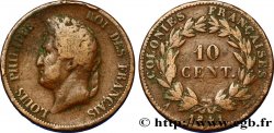 COLONIE FRANCESI - Luigi Filippo, per Guadalupa 10 Centimes 1841 Paris