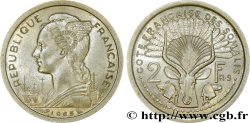 CÔTE FRANÇAISE DES SOMALIS 2 Francs Marianne / antilope 1965 Paris