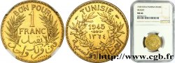TUNISIE - PROTECTORAT FRANÇAIS Essai - piéfort 1 Franc en bronze-aluminium AH 1364 = 1945 Paris
