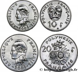 POLYNÉSIE FRANÇAISE Lot de deux monnaies de 10 et 20 Francs I.E.O.M. 2009 Paris