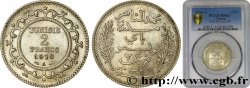 TUNISIA - French protectorate 2 Francs au nom du Bey Mohamed En-Naceur an 1335 1916 Paris - A