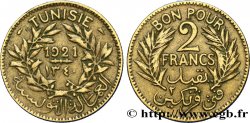 TUNEZ - Protectorado Frances Bon pour 2 Francs sans le nom du Bey AH1340 1921 Paris