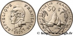 POLINESIA FRANCESE 50 Francs I.E.O.M. Marianne / paysage polynésien 1975 Paris 