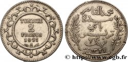 TUNISIA - Protettorato Francese 2 Francs au nom du Bey Mohamed En-Naceur  an 1329 1911 Paris - A 
