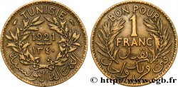TUNISIA - French protectorate Bon pour 1 Franc sans le nom du Bey AH1340 1921 Paris
