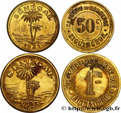 AFRIQUE FRANÇAISE - SÉNÉGAL 50 Centimes et 1 Franc Chambre de commerce de Ziguinchor 1921 