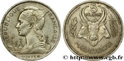MADAGASCAR - UNIóN FRANCESA 5 Francs Marianne / buffles 1953 Paris